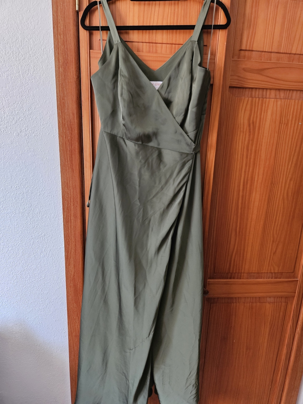 Birdy Grey Olive Green Wrap Maxi Dress with Spaghetti Straps